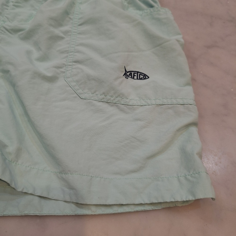 AFTCO Fishing Shorts Women 14 Green Elastic Waist Outdoor Hiking Utility Pockets - Picture 2 of 7